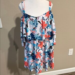BloomChic Floral Tankini - Blue and Coral